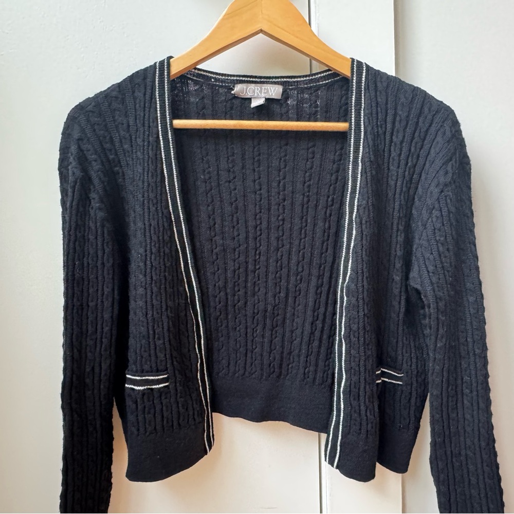 J. Crew Navy Cable Knit Open Cardigan